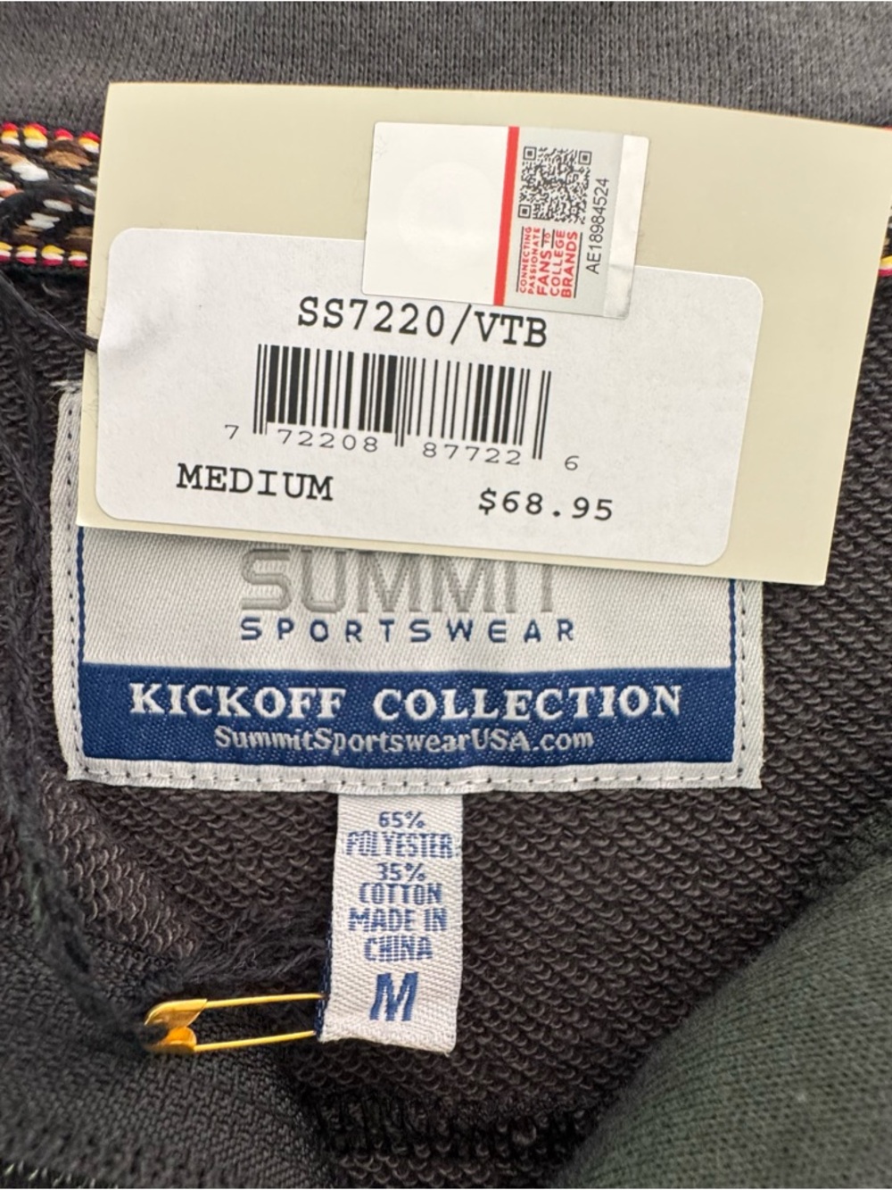 Ole Miss Quarter Zip Pullover NWT Cropped Sweatshirt Summit Sportswear M Gray - Picture 4 of 5